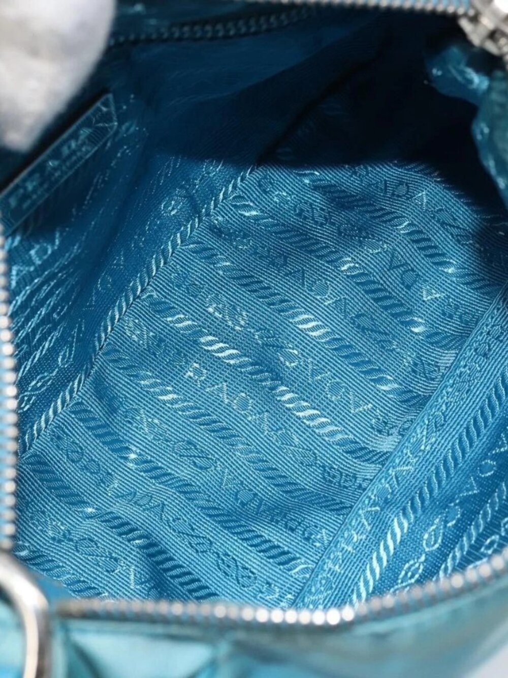 PRADA Shoulder Bag Nylon Light Blue Silver Auth LNZ298 - Picture 10 of 15